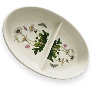 Vintage Portmeirion 1972 Bontanic Garden Daisies 11” Divided Vegetable Bowl Dish